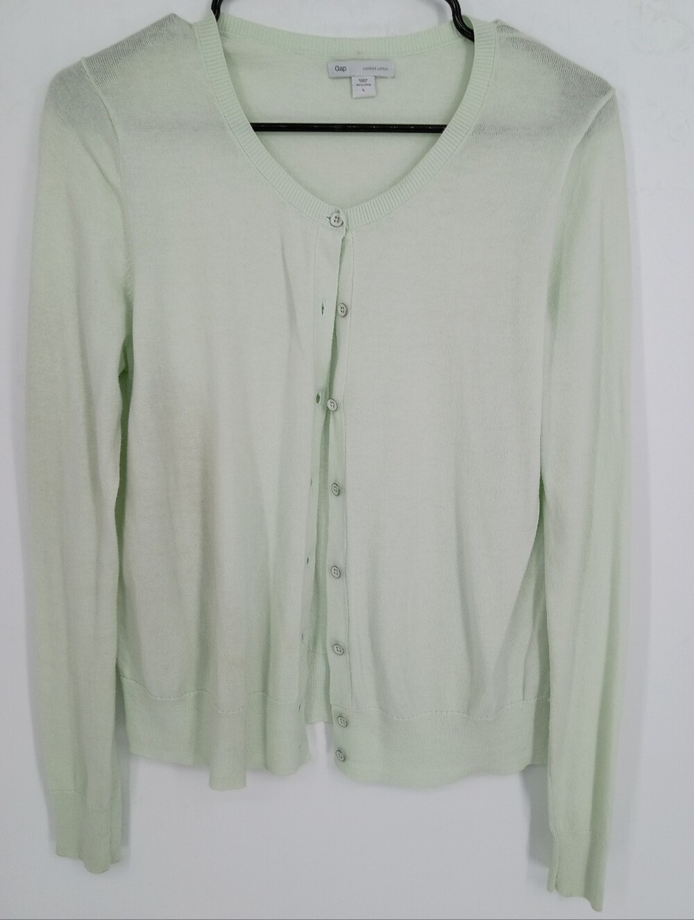 GAP Pale Mint Green Beautiful Buttons Up Cardigan Size Large Casual Contemporary